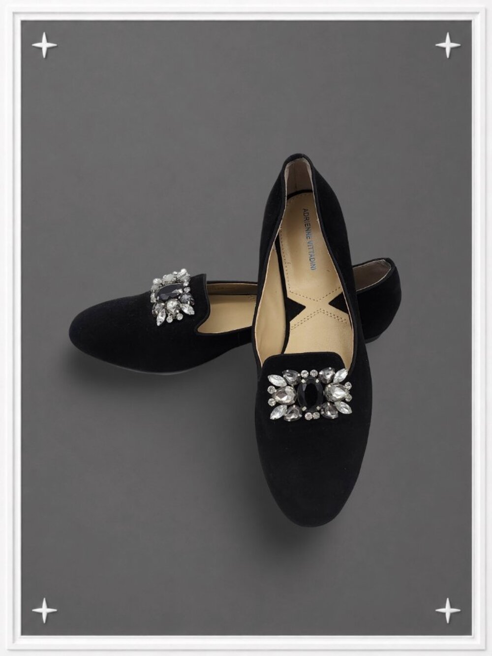 Black Velvet Jeweled "AV-DANI" Loafer Flats | Women's 8.5